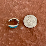 Supersmith Sterling Silver and Sleeping Beauty Turquoise Inlay "Huggie" Hoop Earrings  (2/247)