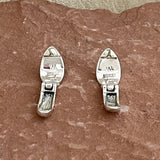 Supersmith Sterling Silver and Sleeping Beauty Turquoise Inlay "Huggie" Hoop Earrings  (2/247)