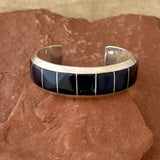 Wes Willie, Navajo Inlay Cuff Bracelet with Sterling Silver and Black Jet, Navajo  (RK92)