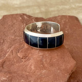 Wes Willie, Navajo Inlay Cuff Bracelet with Sterling Silver and Black Jet, Navajo  (RK92)