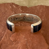 Wes Willie, Navajo Inlay Cuff Bracelet with Sterling Silver and Black Jet, Navajo  (RK92)