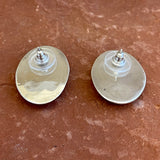 Navajo Sterling Silver Channel Inlay Earrings with Black Jet and Spiny Oyster Shell  (5/37)