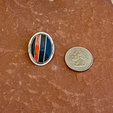 Navajo Sterling Silver Channel Inlay Earrings with Black Jet and Spiny Oyster Shell  (5/37)