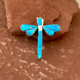 Michael Garcia (Na Na Ping) Sterling Silver and Kingman Turquoise Dragonfly Pin/Pendant (2/300)