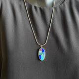 Supersmith Sterling Silver and Multi-Stone Channel Inlay Pendant Necklace  (3/197)