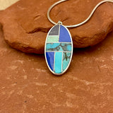 Supersmith Sterling Silver and Multi-Stone Channel Inlay Pendant Necklace  (3/197)
