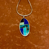 Supersmith Sterling Silver and Multi-Stone Channel Inlay Pendant Necklace  (3/197)