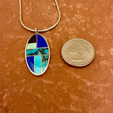 Supersmith Sterling Silver and Multi-Stone Channel Inlay Pendant Necklace  (3/197)