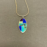 Supersmith Sterling Silver and Multi-Stone Channel Inlay Pendant Necklace  (3/197)