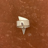 Pete Sanchez, Isleta Pueblo, Contemporary Flush Inlay Ring with Coral and Jet, Size 9 1/4    (5/9)