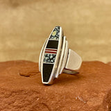 Ray Tracey, Navajo Contemporary Inlay Tiered Ring – size 5 1/2   (5/279)