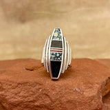 Ray Tracey, Navajo Contemporary Inlay Tiered Ring – size 5 1/2   (5/279)