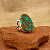 Authentic Navajo Large Sterling Silver and Green Turquoise Ring, vintage-size 6  (5/56)