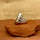 Authentic Navajo Large Sterling Silver and Green Turquoise Ring, vintage-size 6  (5/56)