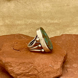 Authentic Navajo Large Sterling Silver and Green Turquoise Ring, vintage-size 6  (5/56)