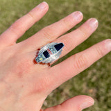Ray Tracey, Navajo Contemporary Inlay Tiered Ring – size 5 1/2   (5/279)