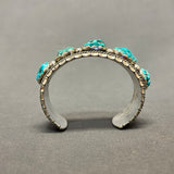 Authentic Navajo Stamped Sterling Silver Five Stone Bracelet with Natural Turquoise, vintage (5/117)