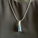Contemporary Navajo Channel Inlay Pendant with Cultured Opal   (5/18)