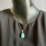 Lyle Piaso, Navajo Kingman Turquoise and Sterling Silver Pendant Necklace, authentic Native American  (3/48)