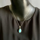 Lyle Piaso, Navajo Kingman Turquoise and Sterling Silver Pendant Necklace, authentic Native American  (3/48)