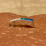 Contemporary Navajo Channel Inlay Pendant with Cultured Opal   (5/18)