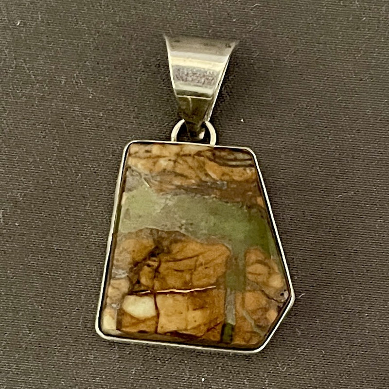 Juan Guerro, Navajo Boulder Turquoise and Sterling Silver Pendant, vintage Native American   (18-285)