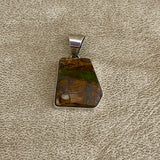 Juan Guerro, Navajo Boulder Turquoise and Sterling Silver Pendant, vintage Native American   (18-285)