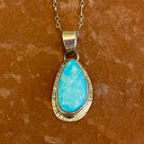 Lyle Piaso, Navajo Kingman Turquoise and Sterling Silver Pendant Necklace, authentic Native American  (3/48)