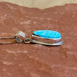 Lyle Piaso, Navajo Kingman Turquoise and Sterling Silver Pendant Necklace, authentic Native American  (3/48)