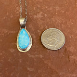 Lyle Piaso, Navajo Kingman Turquoise and Sterling Silver Pendant Necklace, authentic Native American  (3/48)