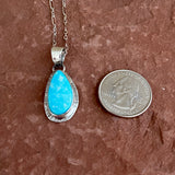 Lyle Piaso, Navajo Kingman Turquoise and Sterling Silver Pendant Necklace, authentic Native American  (3/48)