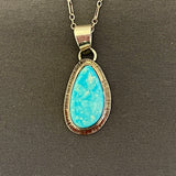 Lyle Piaso, Navajo Kingman Turquoise and Sterling Silver Pendant Necklace, authentic Native American  (3/48)