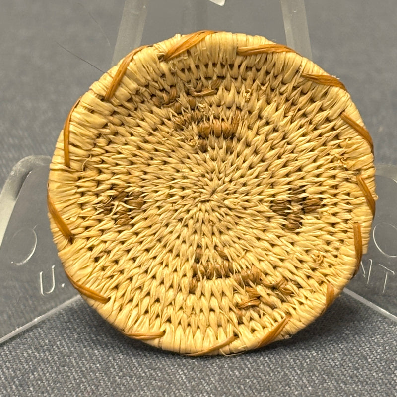 Antique Miniature Pima Coiled Basket with Deer Design, authentic Native American  (SSC53)