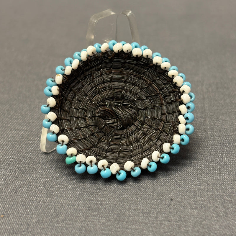 Miniature Tohono O'odham (Papago) Horsehair Basket with Beaded Edge  (SSC68)