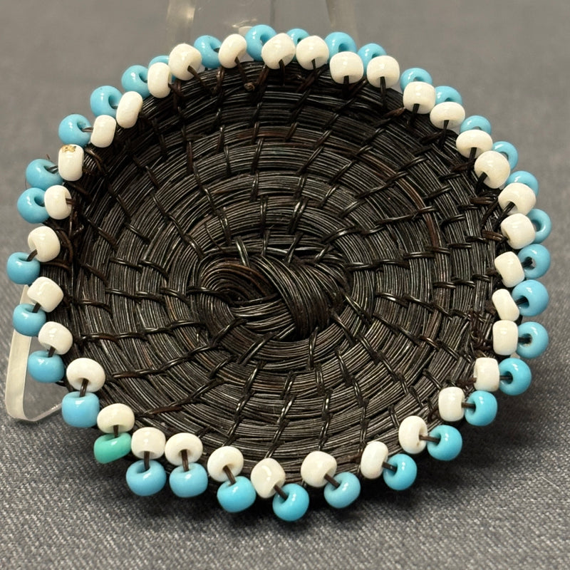 Miniature Tohono O'odham (Papago) Horsehair Basket with Beaded Edge  (SSC68)