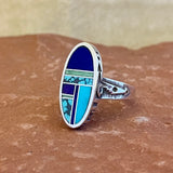 Supersmith Sterling Silver and Multi-Stone Channel Inlay Ring - size 9.5  (3/198)