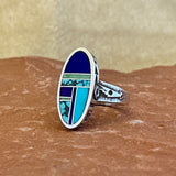 Supersmith Sterling Silver and Multi-Stone Channel Inlay Ring - size 9.5  (3/198)
