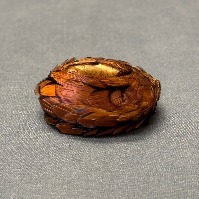 Tu Moonwalker, Apache, Pomo-Style Miniature Basket with Golden Pheasant Feathers   (SSC35)