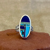 Supersmith Sterling Silver and Multi-Stone Channel Inlay Ring - size 9.5  (3/198)