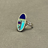 Supersmith Sterling Silver and Multi-Stone Channel Inlay Ring - size 9.5  (3/198)