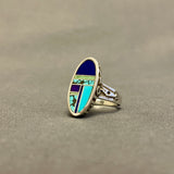 Supersmith Sterling Silver and Multi-Stone Channel Inlay Ring - size 9.5  (3/198)