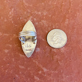 Zuni Inlay Sterling Silver Ring with Jet, Turquoise, Coral, and Mother of Pearl - size 7 1/4   (2/104)