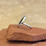 Vintage Zuni Inlay Sterling Silver Ring with Black Jet - size 7 3/4