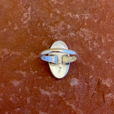 Vintage Zuni Inlay Sterling Silver Ring with Black Jet - size 7 3/4