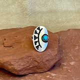 Authentic Vintage Navajo Overlay Ring with Turquoise - size 4 1/4   (6/22)