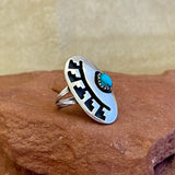 Authentic Vintage Navajo Overlay Ring with Turquoise - size 4 1/4   (6/22)