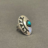 Authentic Vintage Navajo Overlay Ring with Turquoise - size 4 1/4   (6/22)