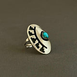 Authentic Vintage Navajo Overlay Ring with Turquoise - size 4 1/4   (6/22)