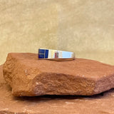 Authentic Navajo Channel Inlay Lapis Ring, vintage - size 13  (1/305)