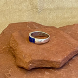 Authentic Navajo Channel Inlay Lapis Ring, vintage - size 13  (1/305)